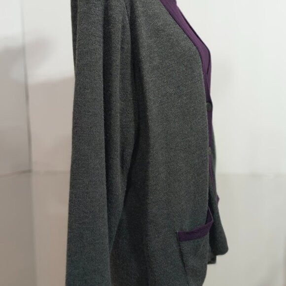 Sag Harbor Purple and Gray Cardigan Blouse Size Missing Look at Measurements - Picture 4 of 7